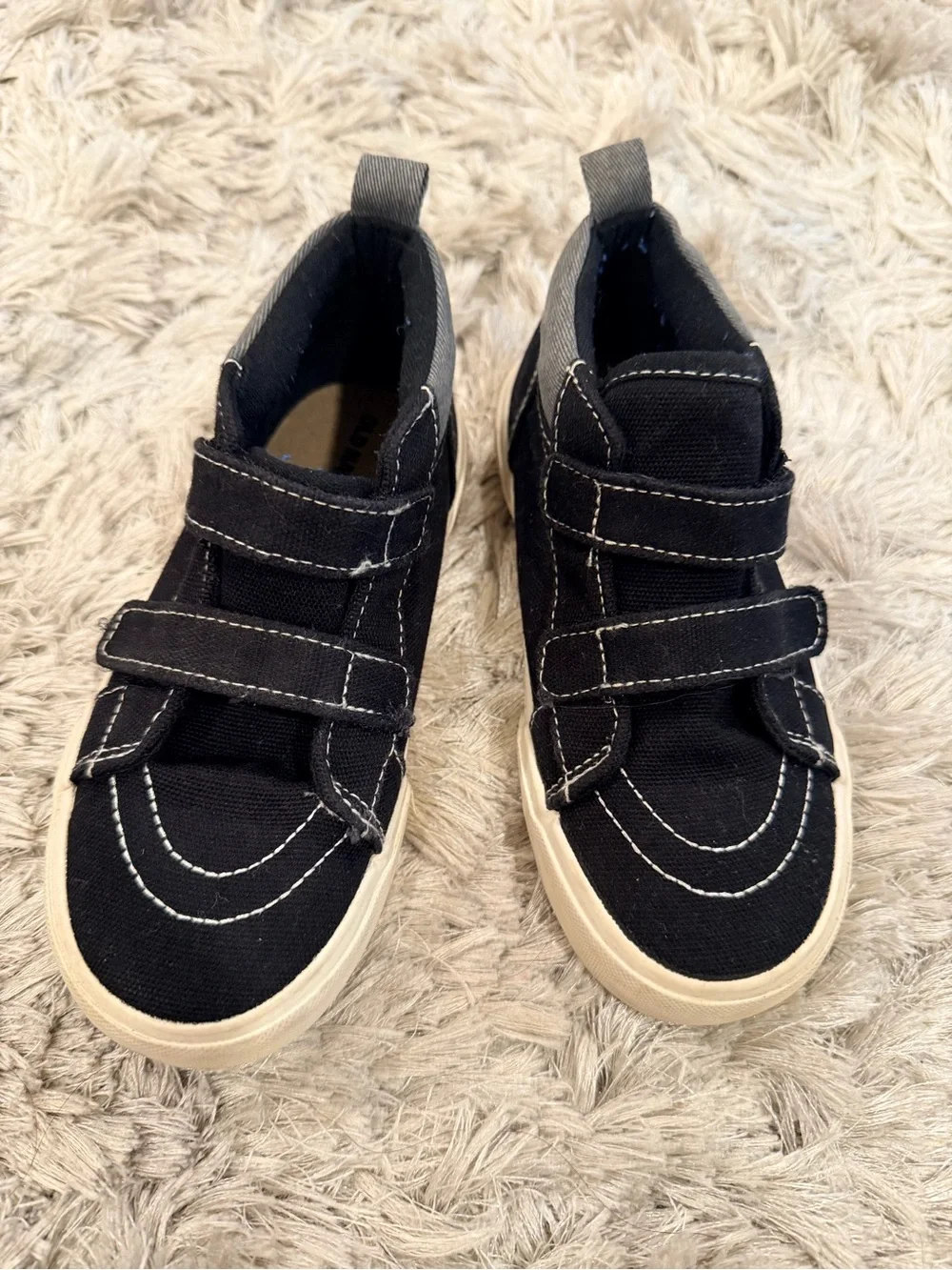 Kids Black Canvas Velcro Sneakers